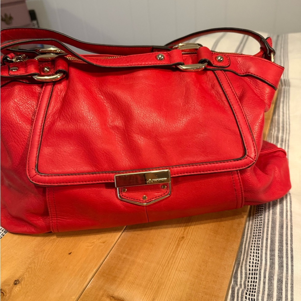 B. Makowsky Bold Red Leather Shoulder Bag